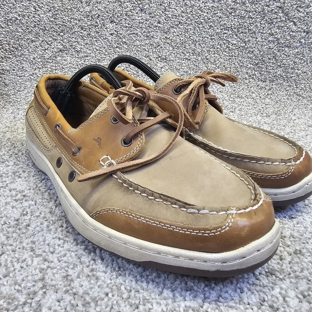 Tommy Bahama Captain‎ Mens Size 10M Leather Casual Boat Shoes Tan